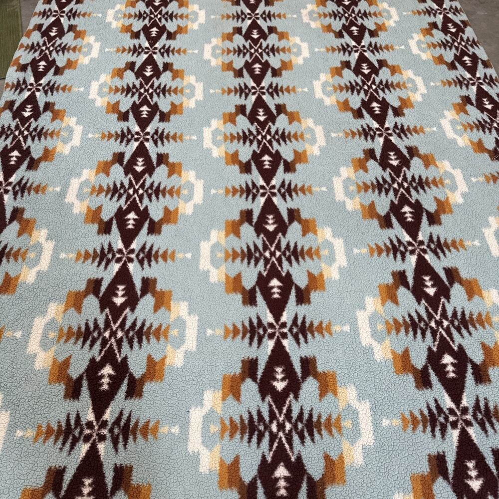 Pendleton Avra Valley Sherpa Fleece Blanket Size 91”x110” Aqua Brown Aztec King